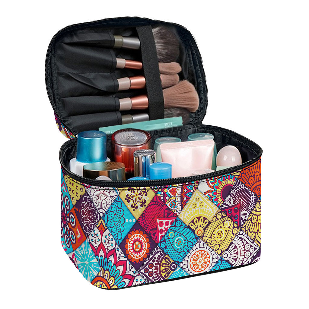 Ethnic Bohemian Mandala Pattern Print Travel Makeup Bag