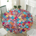 Ethnic Bohemian Mandala Pattern Print Waterproof Round Tablecloth