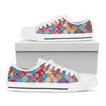 Ethnic Bohemian Mandala Pattern Print White Low Top Sneakers