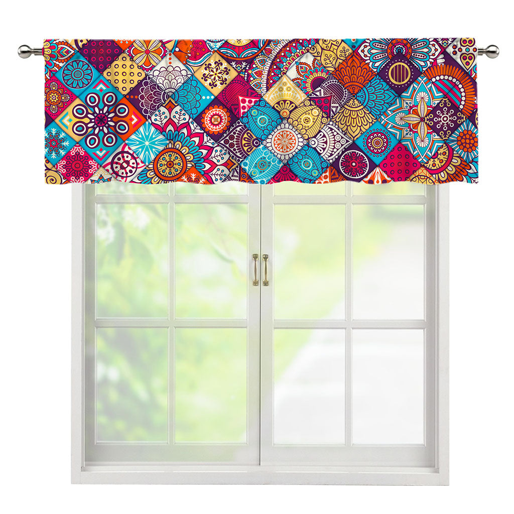 Ethnic Bohemian Mandala Pattern Print Window Valance