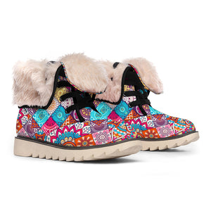 Ethnic Bohemian Mandala Pattern Print Winter Boots