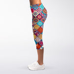 Ethnic Bohemian Mandala Pattern Print Women's Capri Leggings