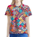 Ethnic Bohemian Mandala Pattern Print Women's Polo Shirt