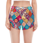 Ethnic Bohemian Mandala Pattern Print Women's Split Running Shorts