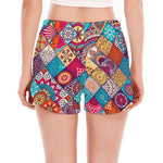 Ethnic Bohemian Mandala Pattern Print Women's Split Running Shorts