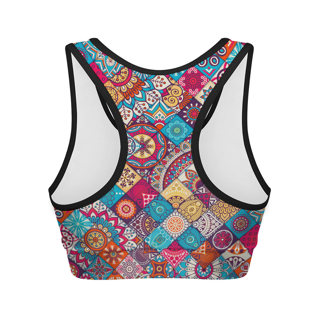 Ethnic Bohemian Mandala Pattern Print Women's Sports Bra