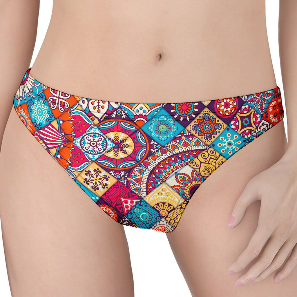 Ethnic Bohemian Mandala Pattern Print Women's Thong