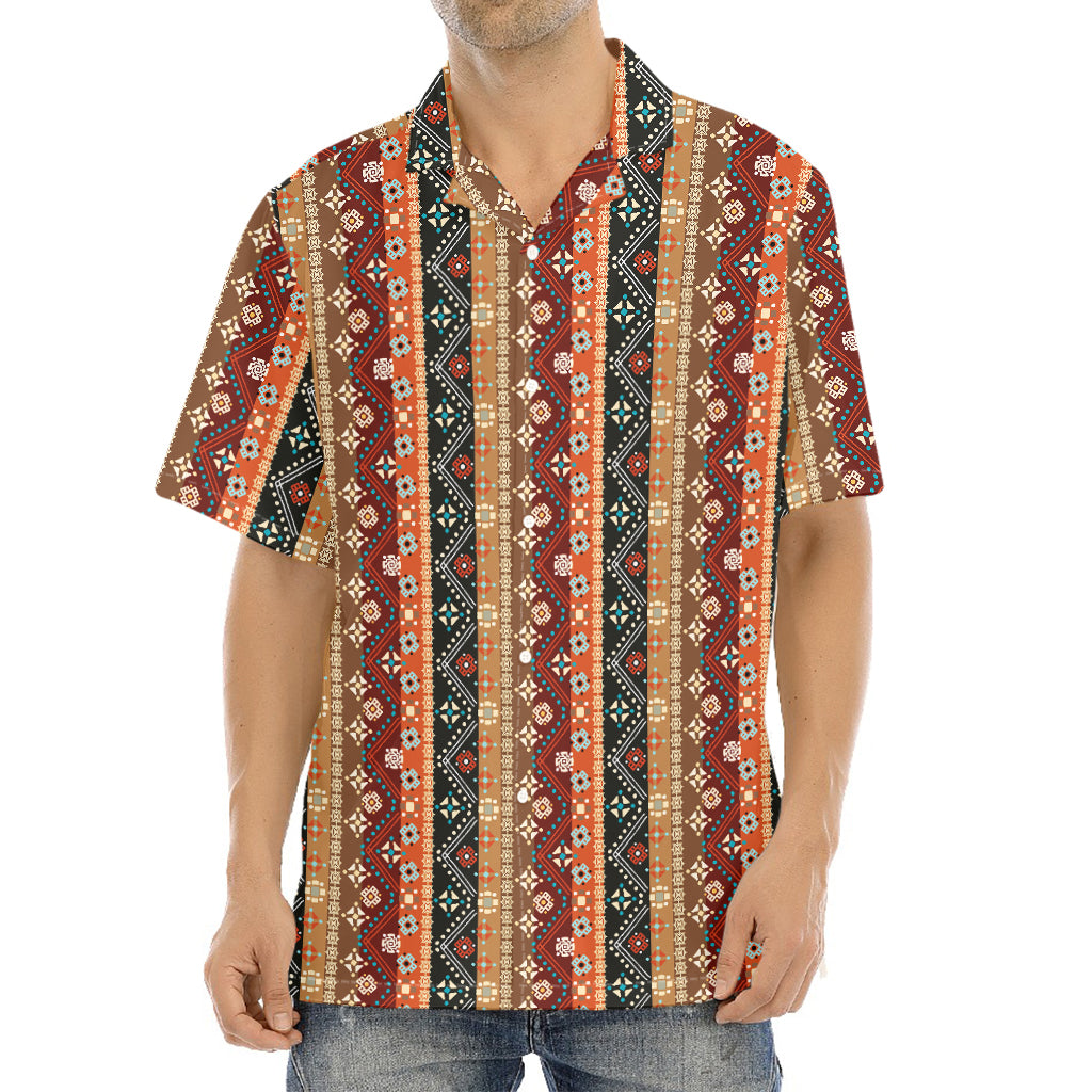 Ethnic Boho Tribal Pattern Print Aloha Shirt