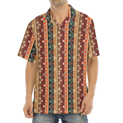 Ethnic Boho Tribal Pattern Print Aloha Shirt