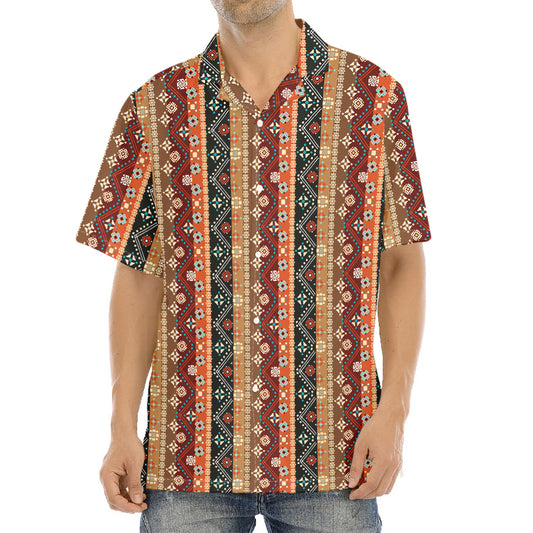 Ethnic Boho Tribal Pattern Print Aloha Shirt