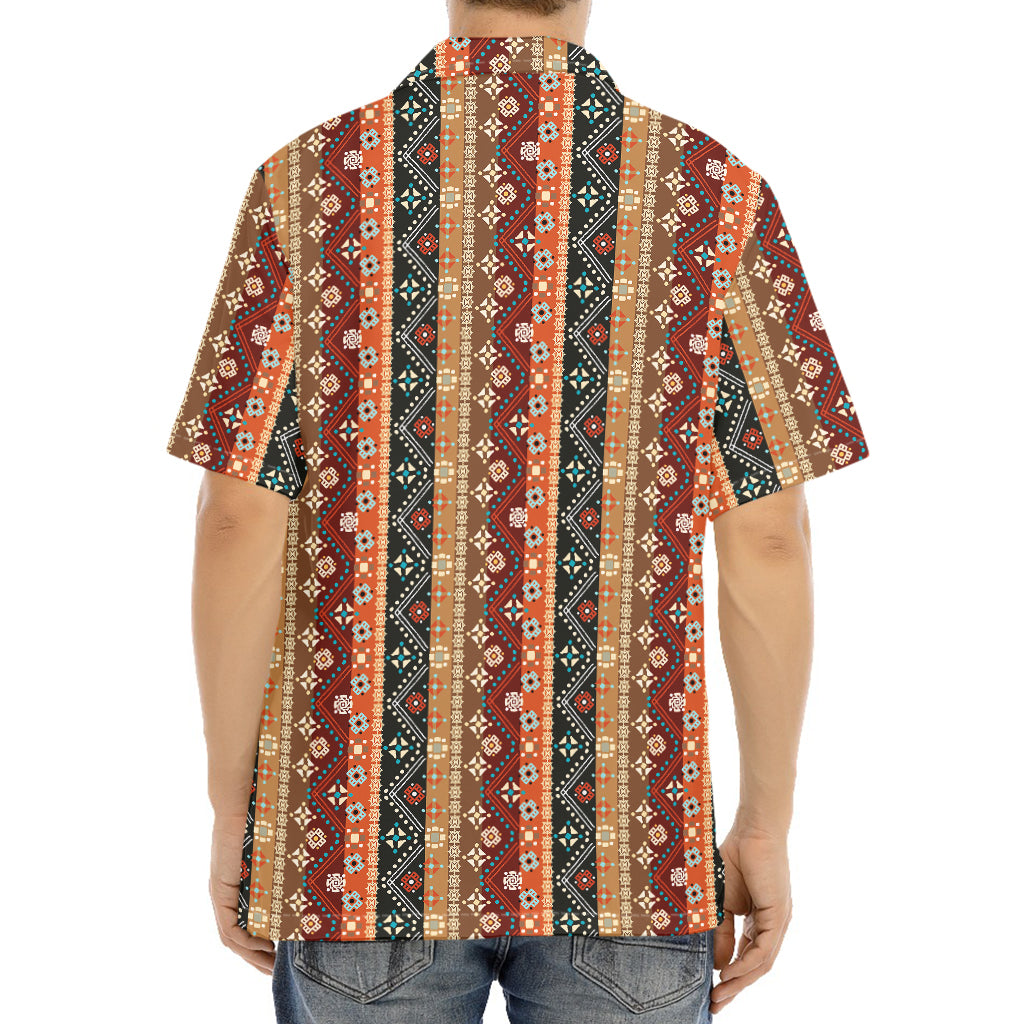 Ethnic Boho Tribal Pattern Print Aloha Shirt