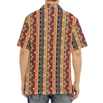 Ethnic Boho Tribal Pattern Print Aloha Shirt