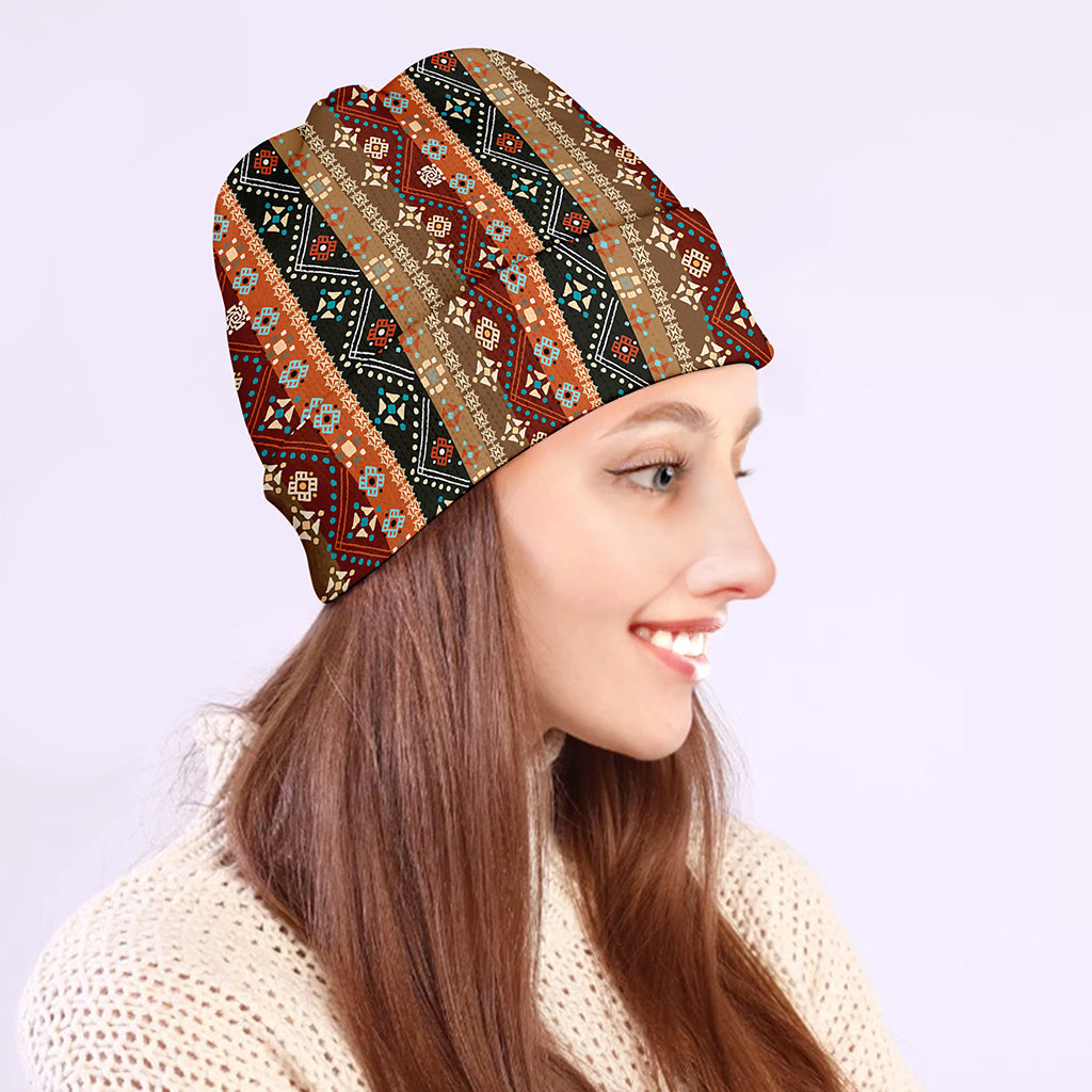 Ethnic Boho Tribal Pattern Print Beanie