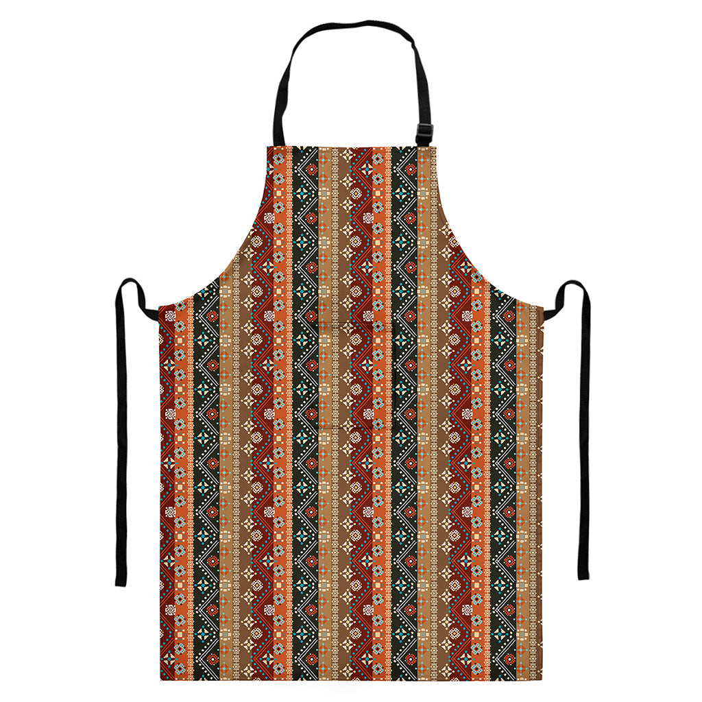 Ethnic Boho Tribal Pattern Print Bib Apron With Pocket