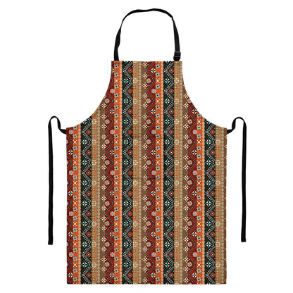 Ethnic Boho Tribal Pattern Print Bib Apron With Pocket