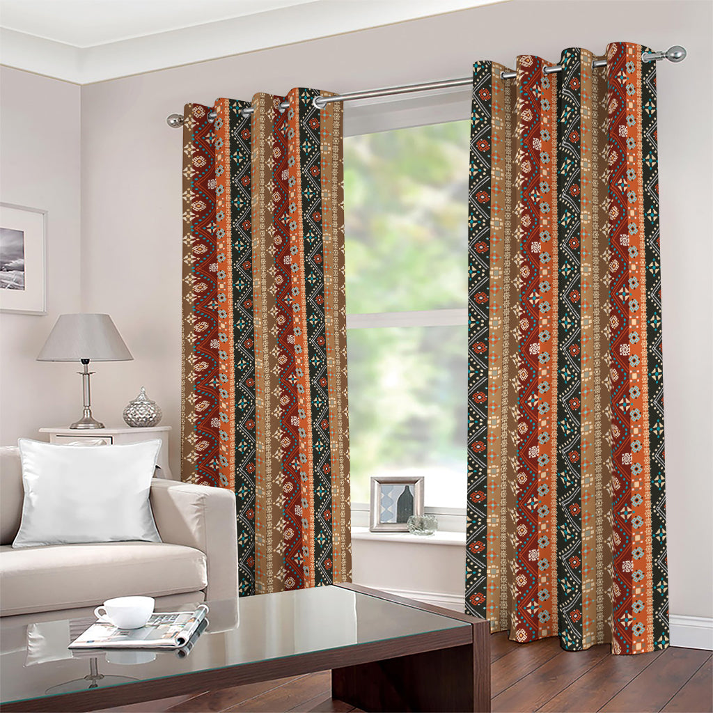 Ethnic Boho Tribal Pattern Print Blackout Grommet Curtains