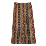 Ethnic Boho Tribal Pattern Print Cotton Front Slit Maxi Skirt