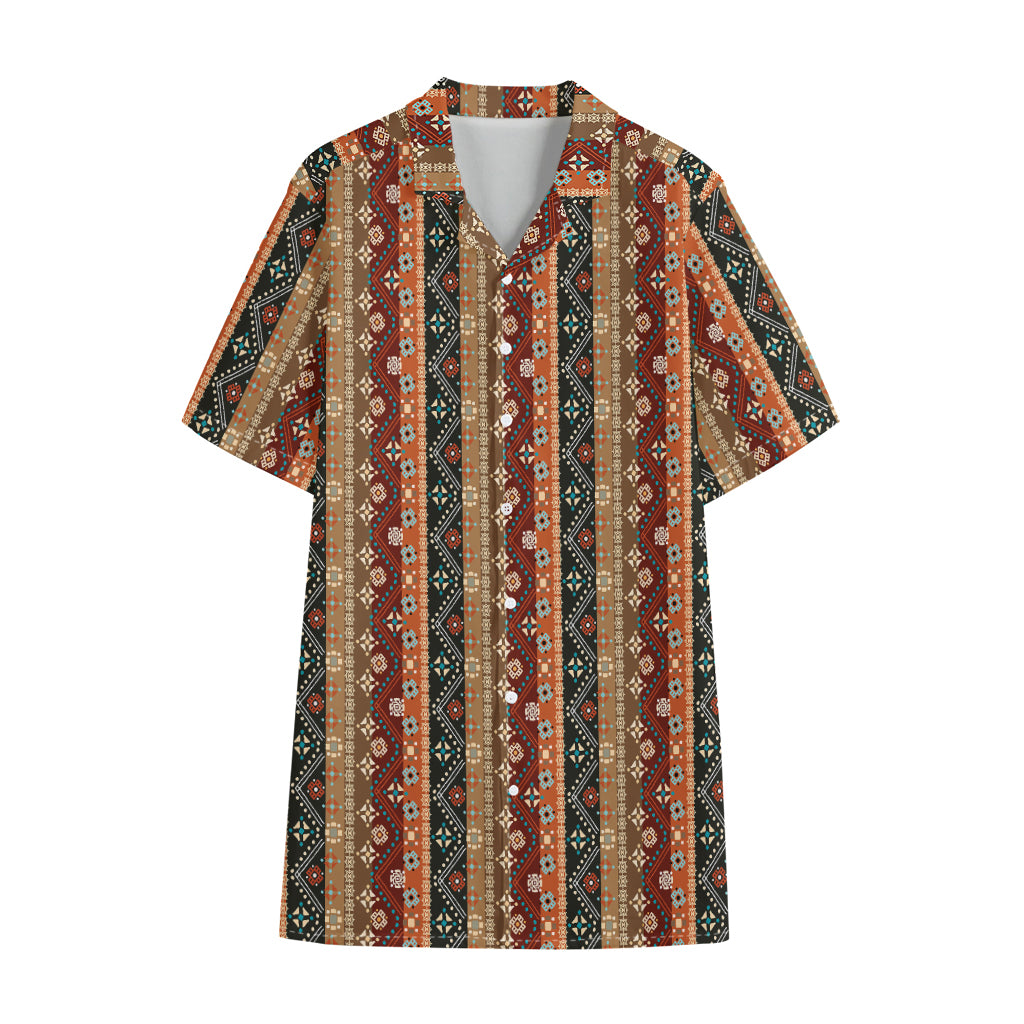 Ethnic Boho Tribal Pattern Print Cotton Hawaiian Shirt