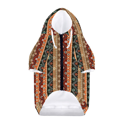 Ethnic Boho Tribal Pattern Print Dog Zip Up Hoodie