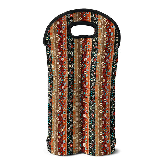 Ethnic Boho Tribal Pattern Print Double Neoprene Wine Tote