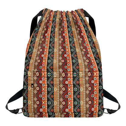 Ethnic Boho Tribal Pattern Print Drawstring Backpack