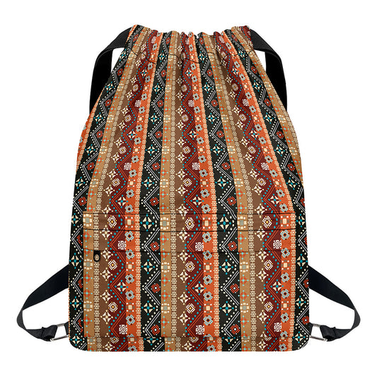 Ethnic Boho Tribal Pattern Print Drawstring Backpack