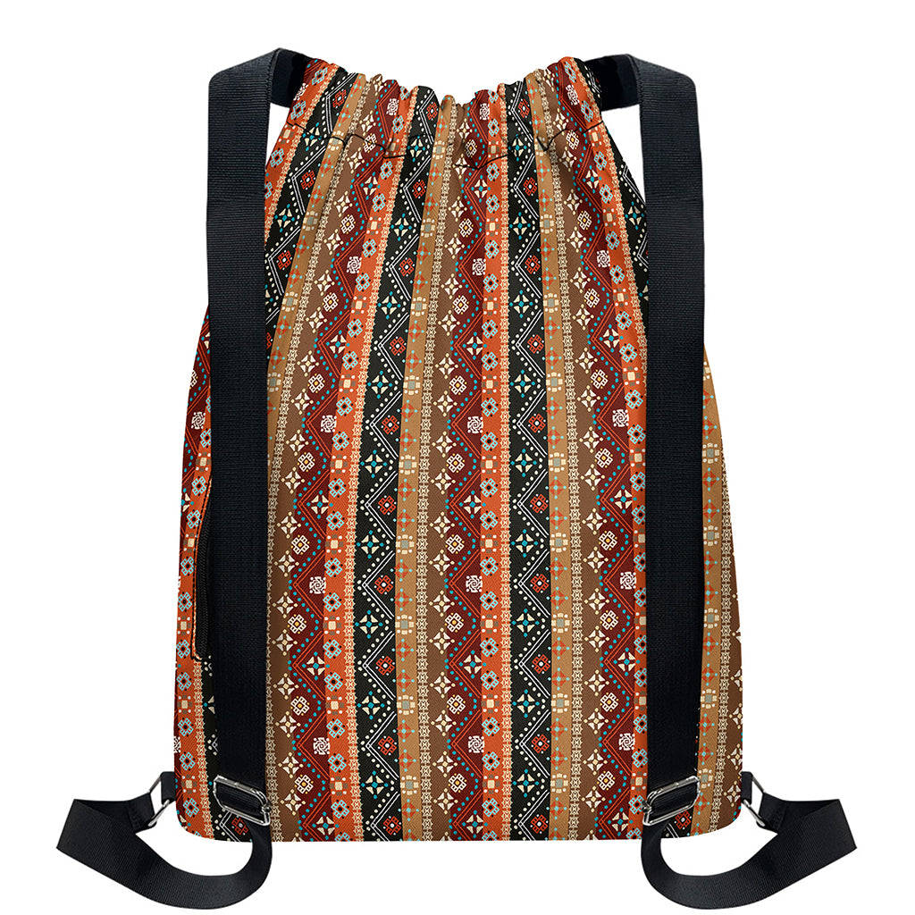 Ethnic Boho Tribal Pattern Print Drawstring Backpack
