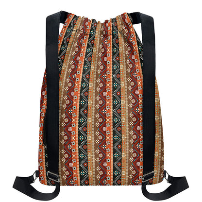 Ethnic Boho Tribal Pattern Print Drawstring Backpack