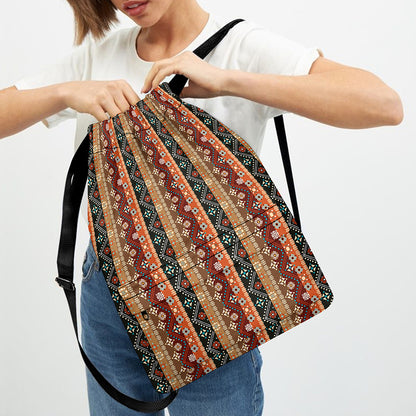 Ethnic Boho Tribal Pattern Print Drawstring Backpack