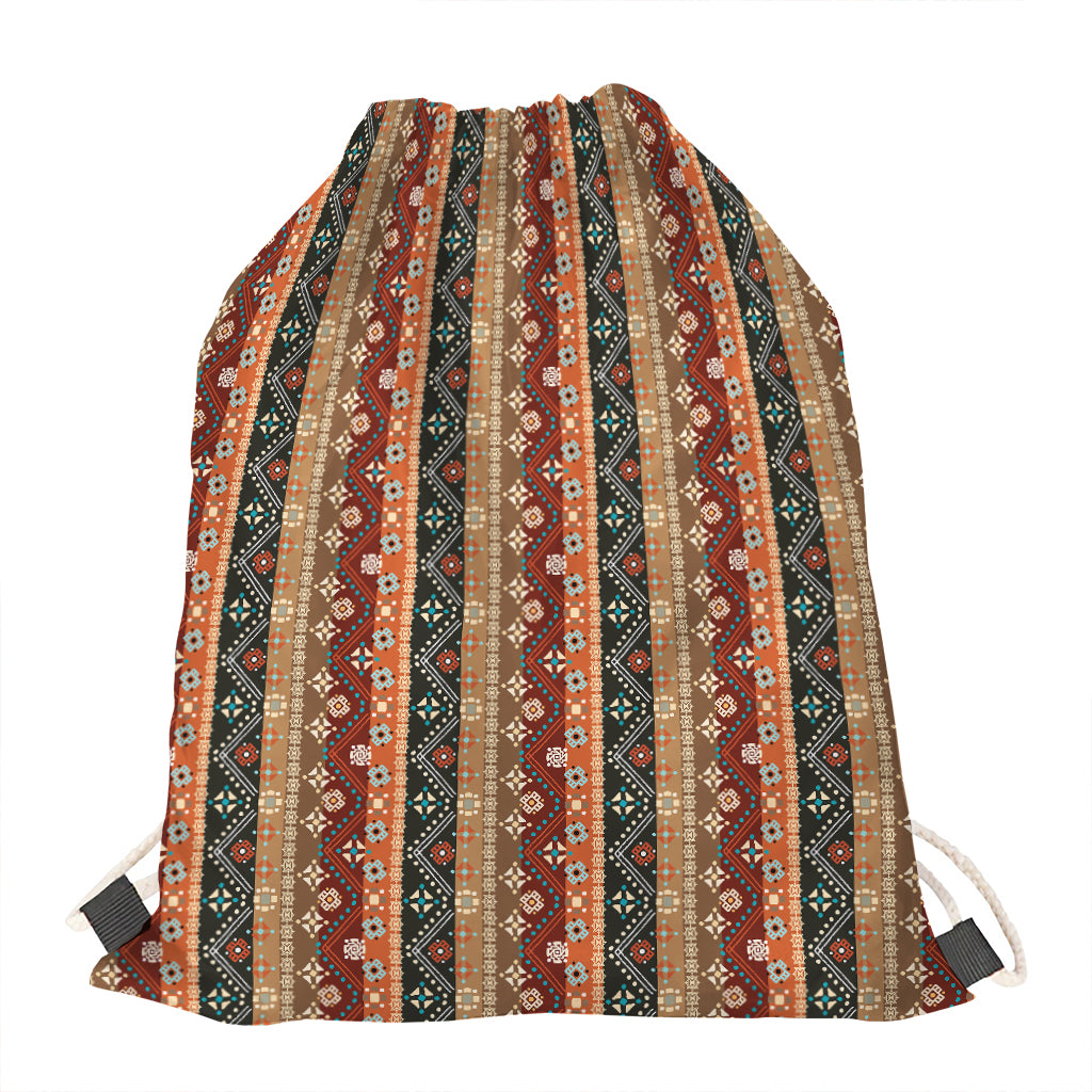 Ethnic Boho Tribal Pattern Print Drawstring Bag