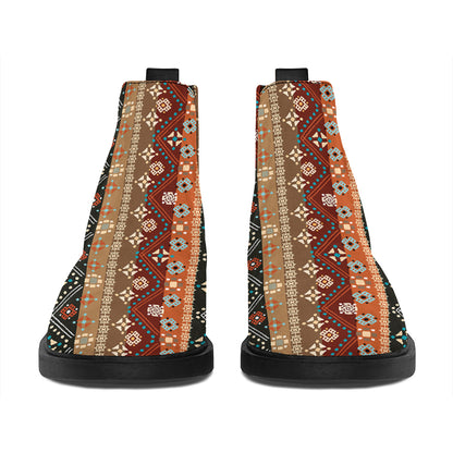 Ethnic Boho Tribal Pattern Print Flat Ankle Boots