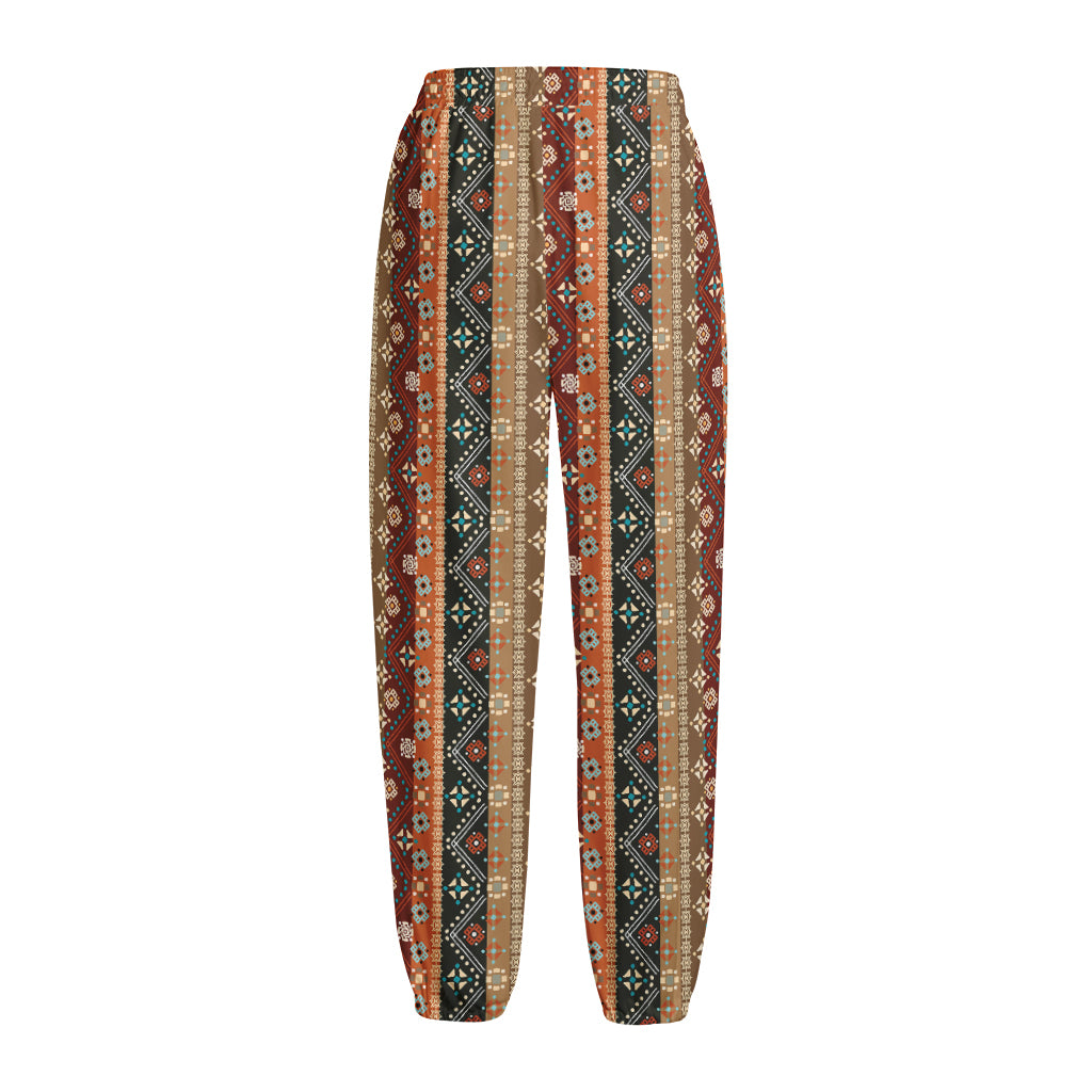 Ethnic Boho Tribal Pattern Print Fleece Lined Knit Pants