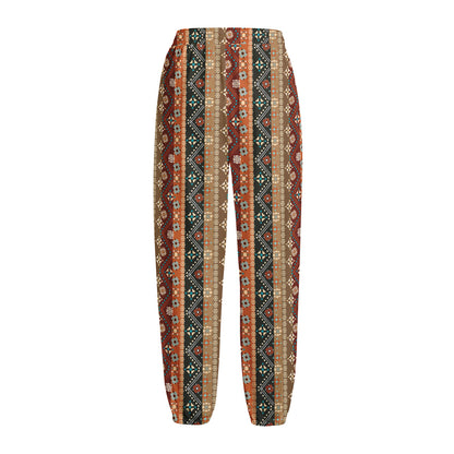 Ethnic Boho Tribal Pattern Print Fleece Lined Knit Pants