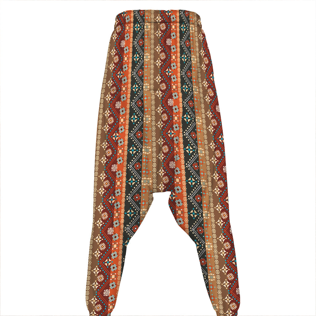 Ethnic Boho Tribal Pattern Print Hammer Pants