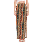 Ethnic Boho Tribal Pattern Print High Slit Maxi Skirt