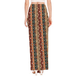 Ethnic Boho Tribal Pattern Print High Slit Maxi Skirt