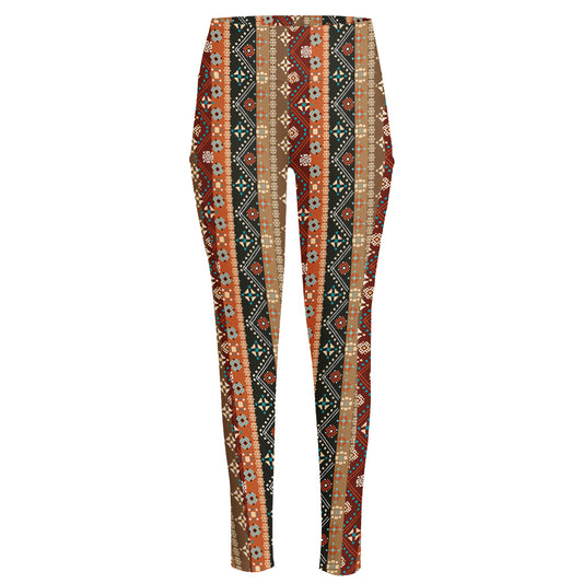 Ethnic Boho Tribal Pattern Print High-Waisted Pocket Leggings