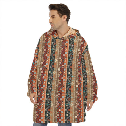Ethnic Boho Tribal Pattern Print Hoodie Blanket