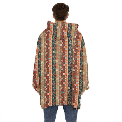 Ethnic Boho Tribal Pattern Print Hoodie Blanket