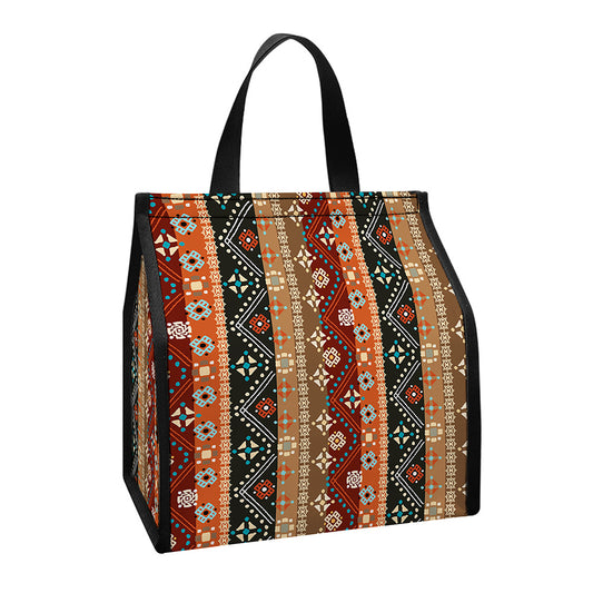 Ethnic Boho Tribal Pattern Print Insulated Lunch Tote