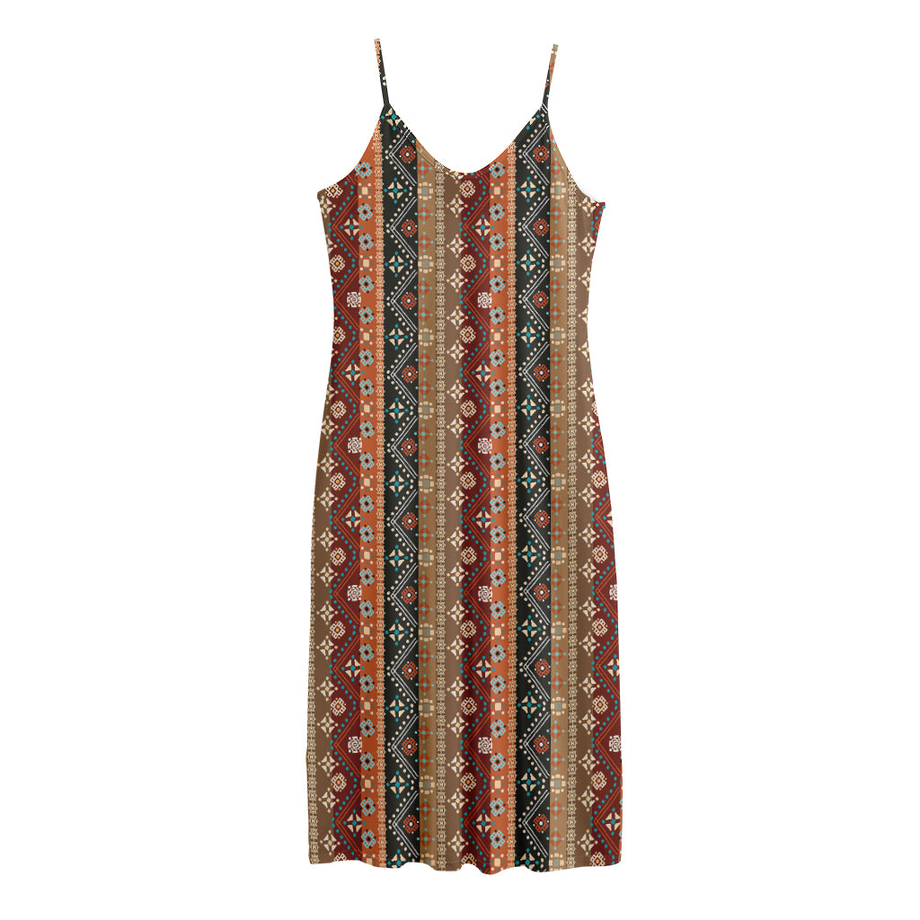 Ethnic Boho Tribal Pattern Print Jersey Midi Cami Dress
