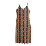 Ethnic Boho Tribal Pattern Print Jersey Midi Cami Dress