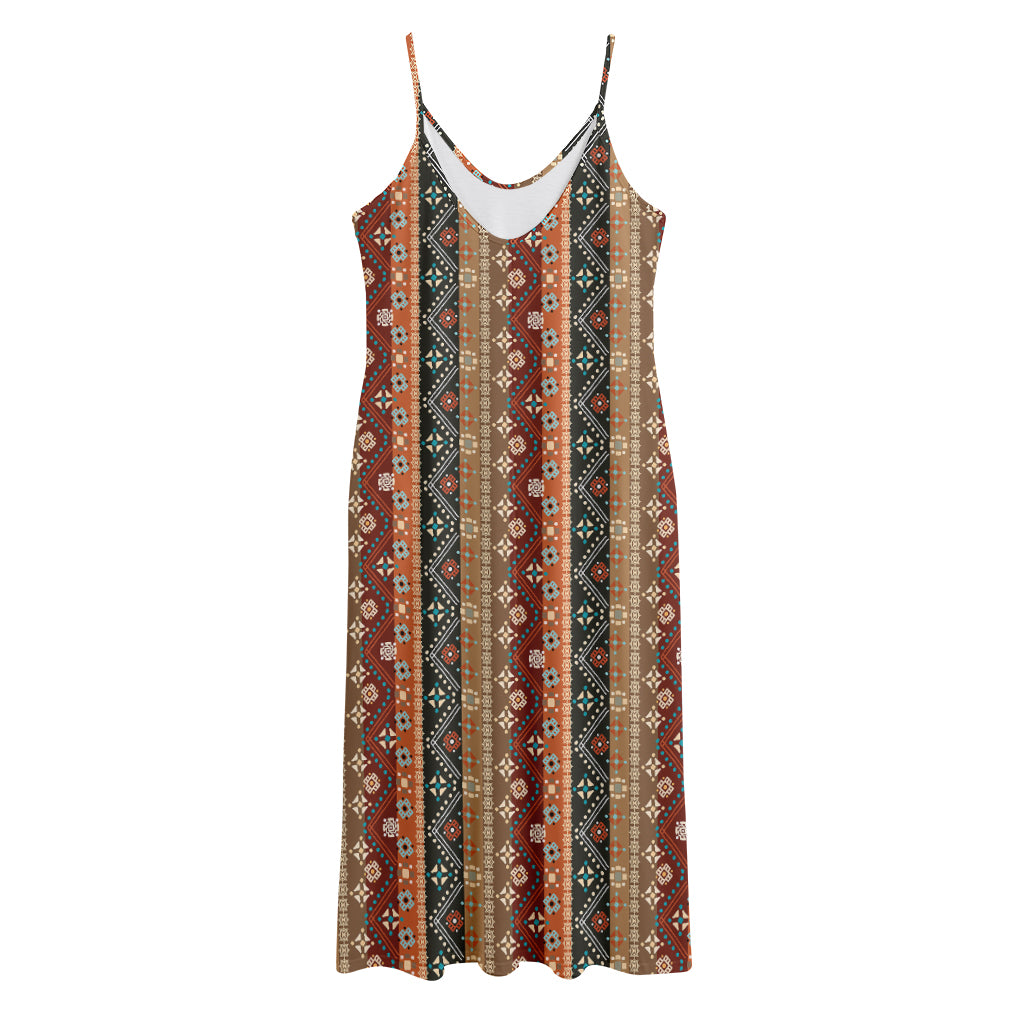 Ethnic Boho Tribal Pattern Print Jersey Midi Cami Dress