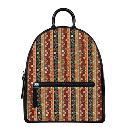 Ethnic Boho Tribal Pattern Print Leather Backpack