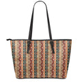 Ethnic Boho Tribal Pattern Print Leather Tote Bag With Zipper