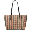 Ethnic Boho Tribal Pattern Print Leather Tote Bag