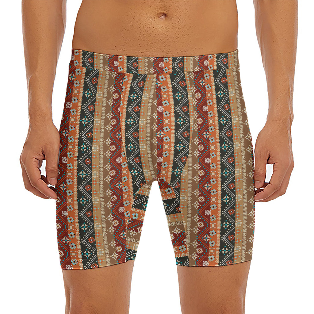Ethnic Boho Tribal Pattern Print Men's Long Boxer Briefs