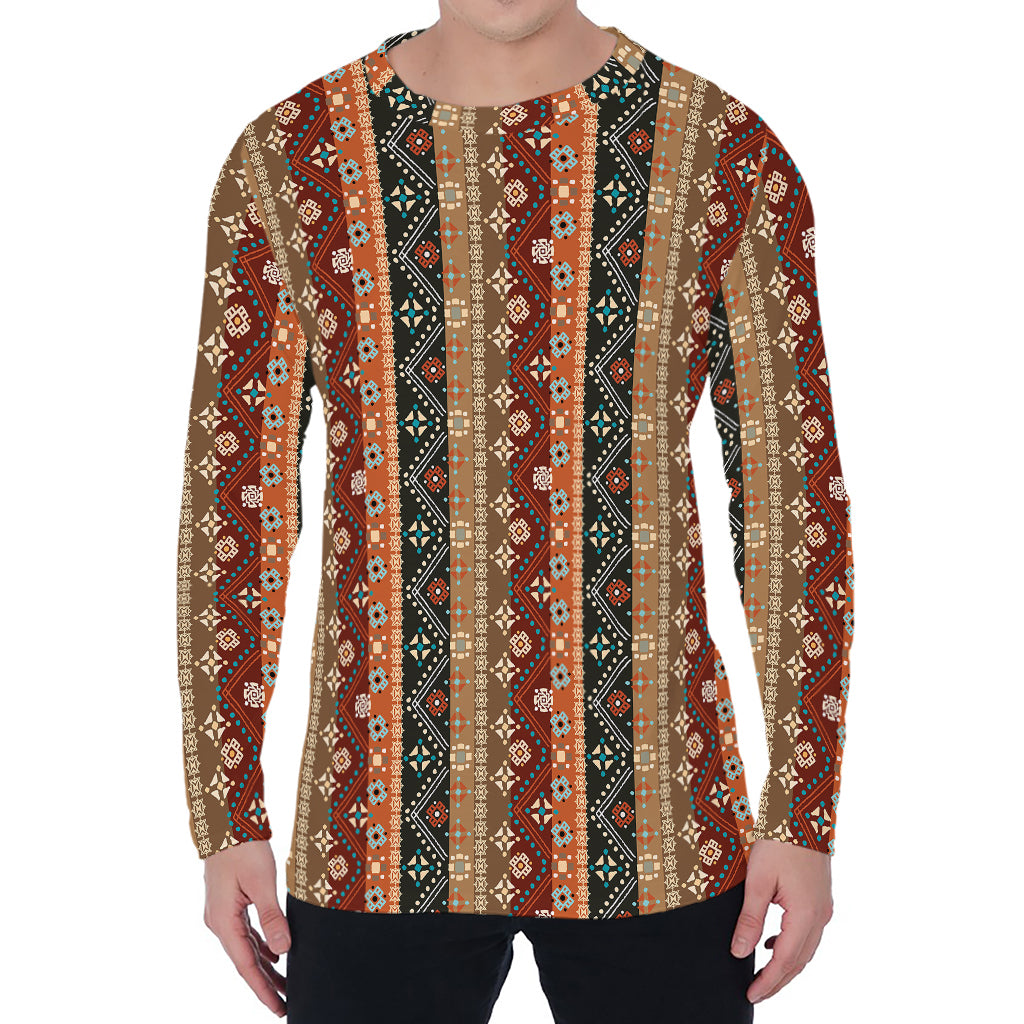 Ethnic Boho Tribal Pattern Print Men's Long Sleeve T-Shirt