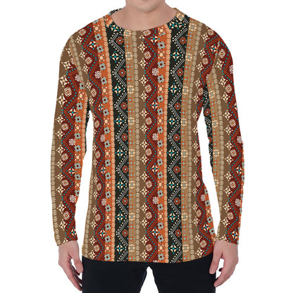 Ethnic Boho Tribal Pattern Print Men's Long Sleeve T-Shirt
