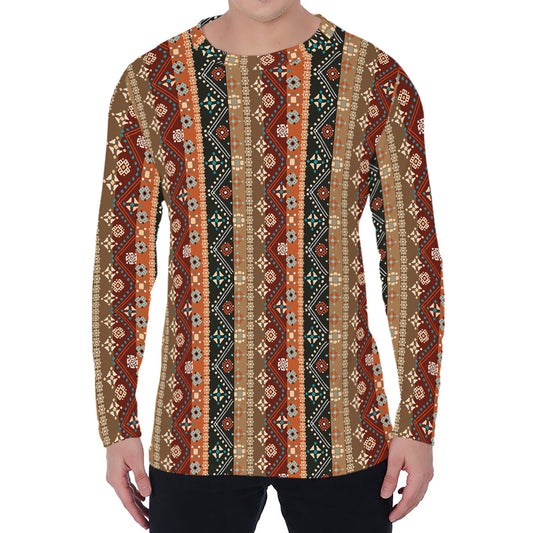 Ethnic Boho Tribal Pattern Print Men's Long Sleeve T-Shirt